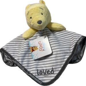 Disney Baby Winnie the Pooh Security Blanket Lovey Stuff Animal Plush 12" x 12"‎